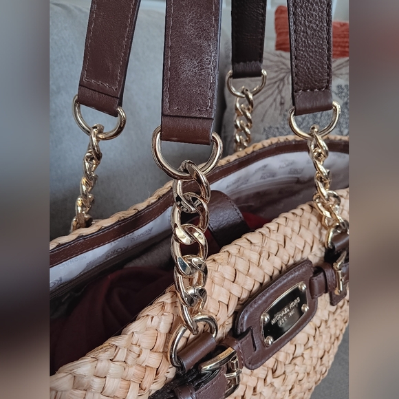 Michael Kors Tan and Brown Woven Tote Bag - Picture 10 of 14